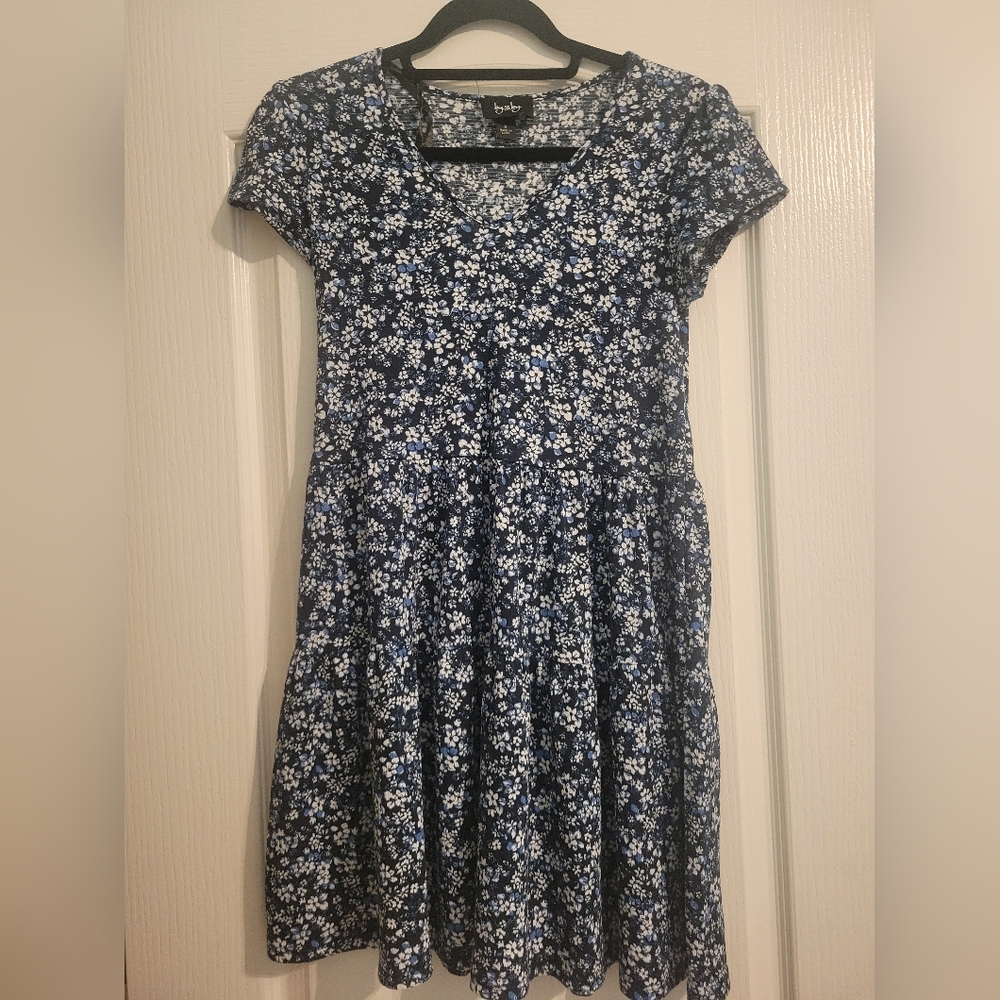blue flowy dress
